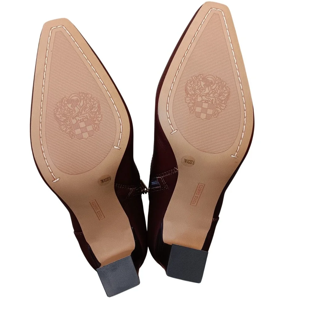 Vince Camuto Shalie4 Boots Women 7W Espresso New Extra Wide Calf Nappa Leather